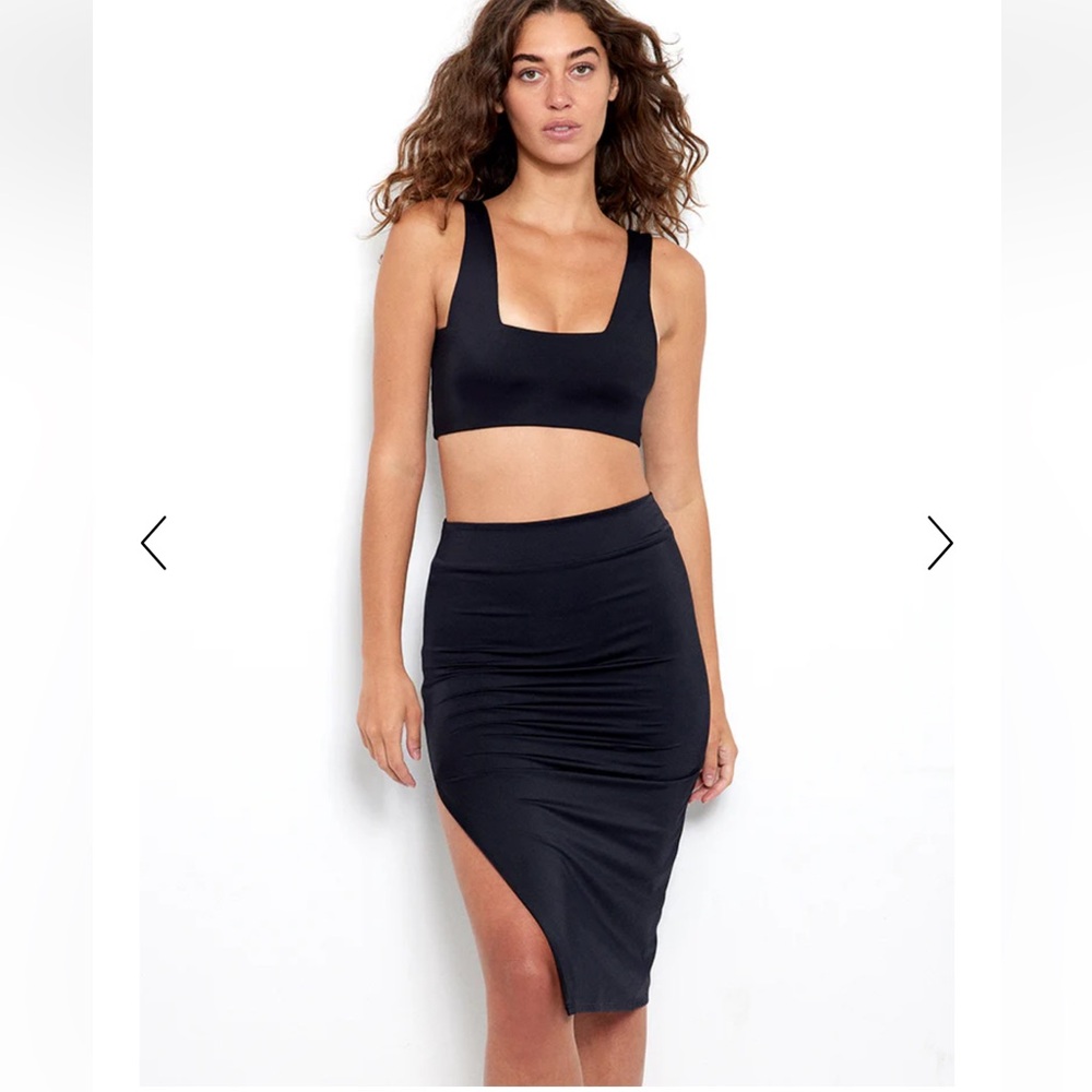 Dos Gardenias Brown Midi Pencil Swim Skirt for Casual Days - M6/8
